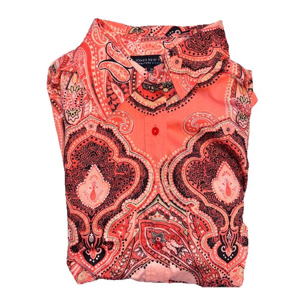 Jones New York Signature 2x Pink Paisley Button Down Cotton L/S Cottagecore - Picture 9 of 9